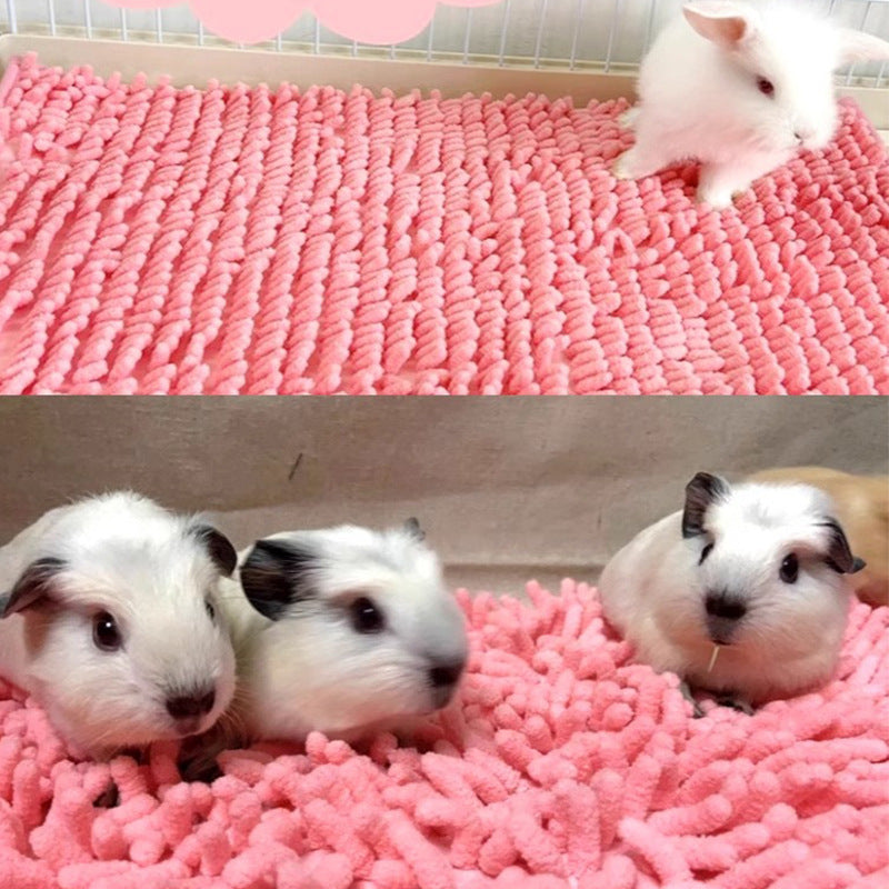 Pet Rabbit Cushion Chenille Plush Non-Slip Guinea Pig Bed Dog Mat Warm Rabbit Cat Sleeping Pad