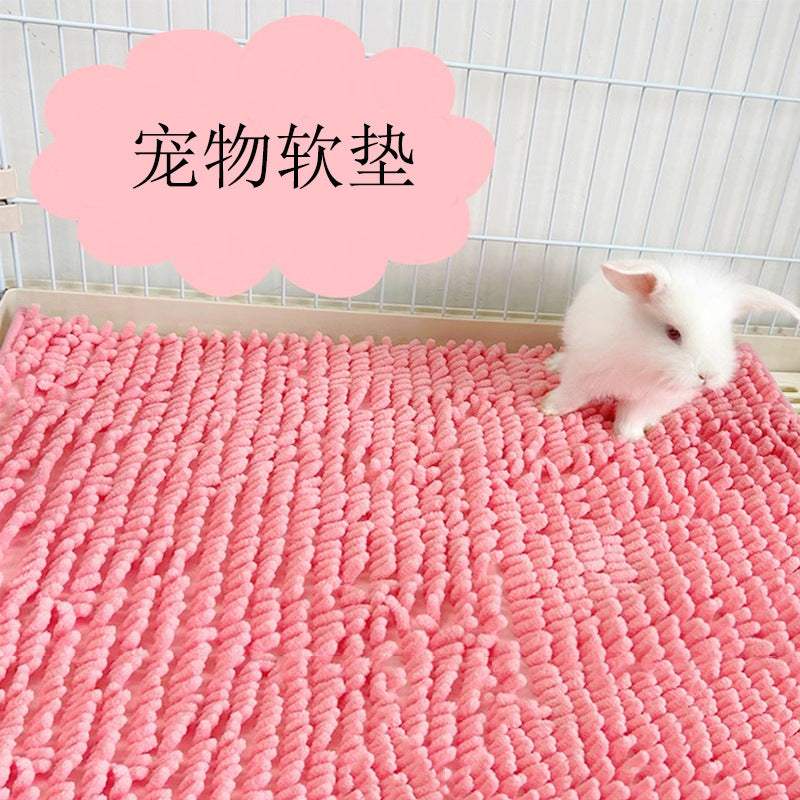 Pet Rabbit Cushion Chenille Plush Non-Slip Guinea Pig Bed Dog Mat Warm Rabbit Cat Sleeping Pad