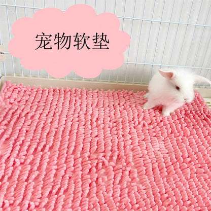 Pet Rabbit Cushion Chenille Plush Non-Slip Guinea Pig Bed Dog Mat Warm Rabbit Cat Sleeping Pad