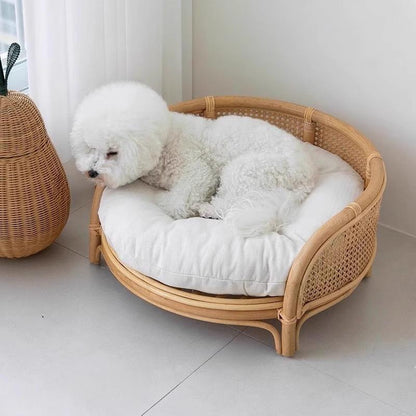 Natural rattan woven dog cat pet bed Teddy dog bed Princess bed
